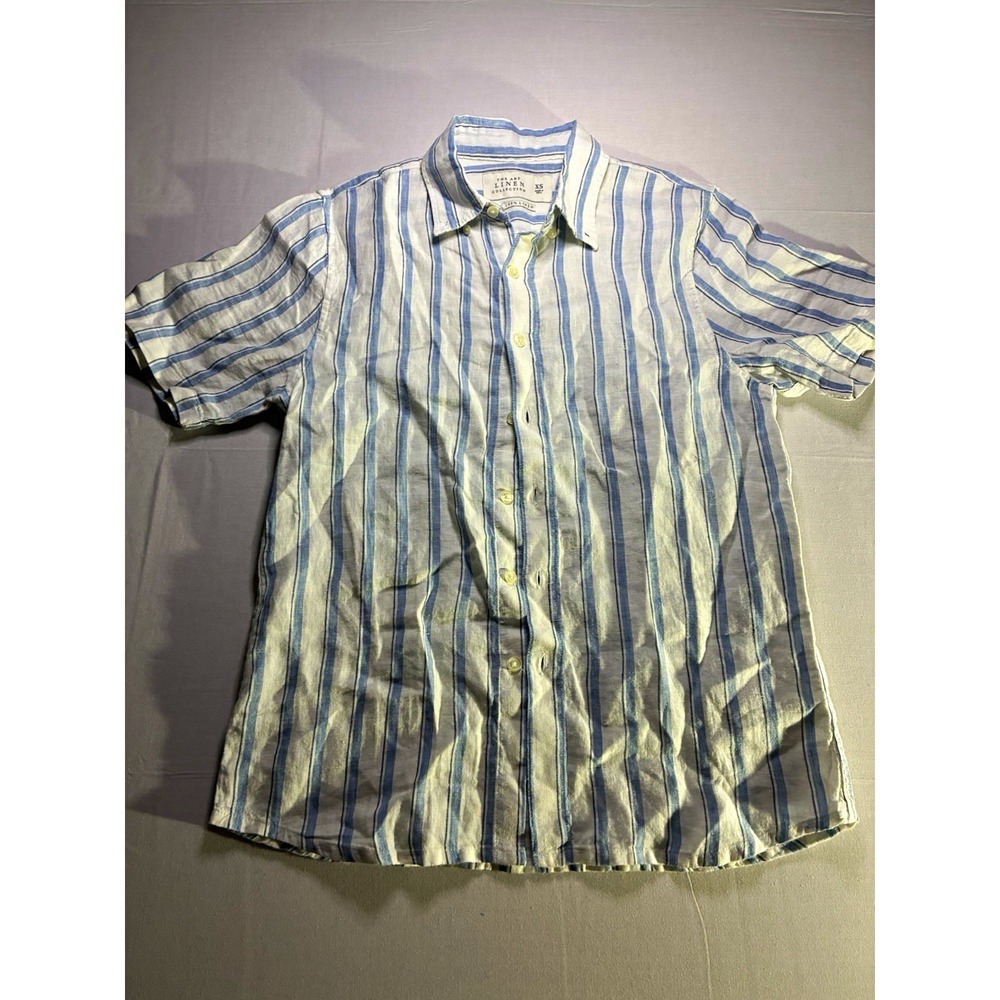 A&F Linen Collection Men's XS Regular Woven Linen Button-Up 100% Linen